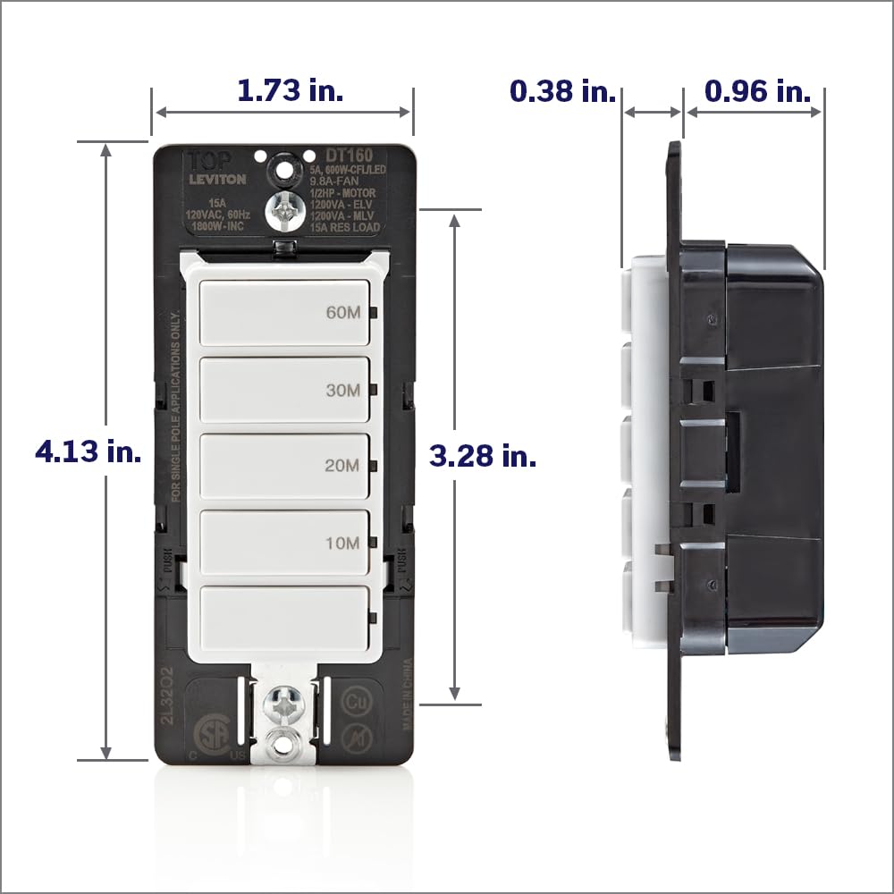 Leviton DT160-1LW bathroom fan application supports automated timing.