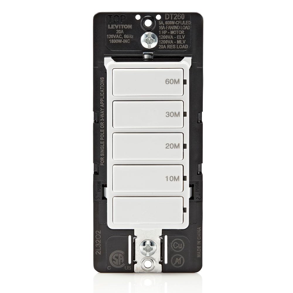 Leviton DT260 countdown switch front view for bathroom lights