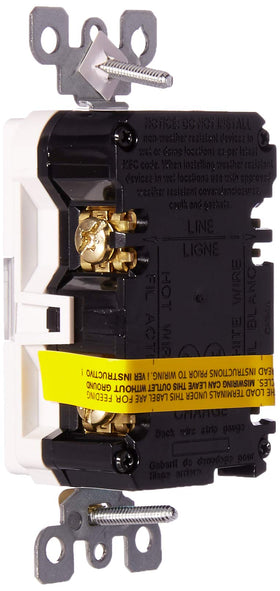 Leviton GFCI guidelight LED indicator close-up shows status at a glance