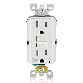 Leviton GFCI outlet with audible alarm and LED indicator for garages.