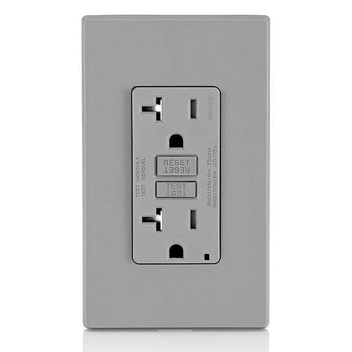 Leviton GFCI outlet gray rear terminals for wiring