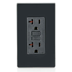 Leviton GFCI outlet black LED indicator demonstrating protection status