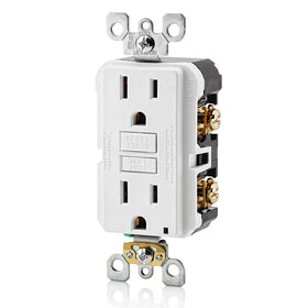 Leviton GFCI outlet near-water setup suitable for kitchen or bath.