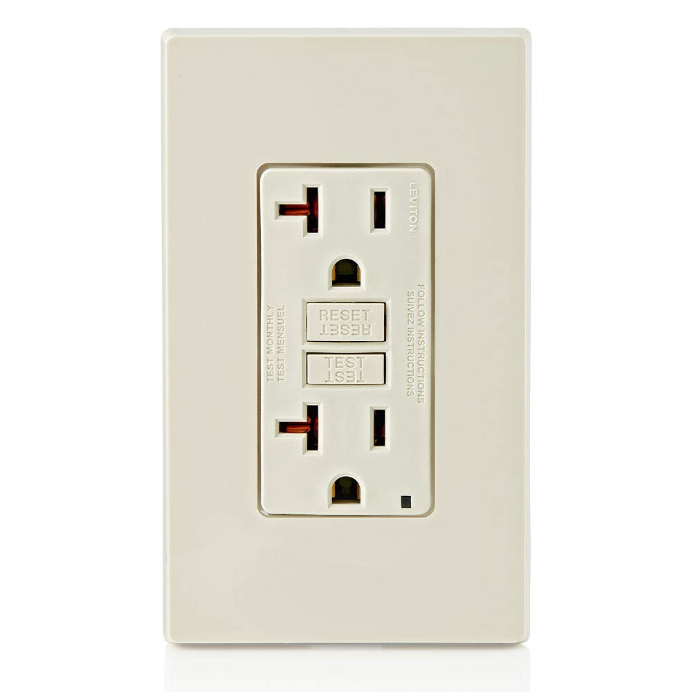 Leviton GFCI outlet non tamper-resistant design for select installations.