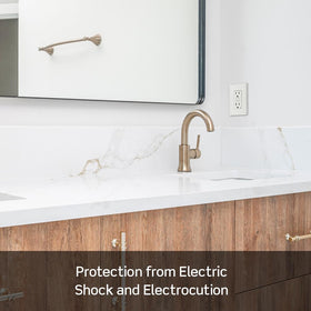 Leviton outlet with reset/lockout prevents unsafe resets after faults.