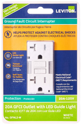 Leviton GFCI outlet wall installation with tamper-resistant design