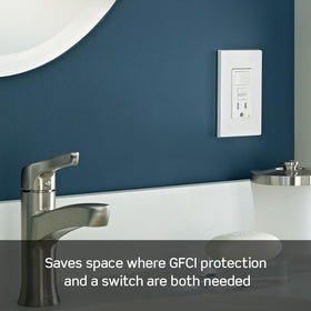 Leviton GFCI switch-outlet combo LED indicator shows status at a glance.