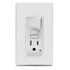 Leviton GFCI tamper-resistant design prevents accidental contact near water.