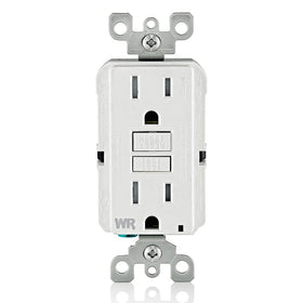 Leviton GFCI weather-resistant outlet face for tidy outdoor installations.