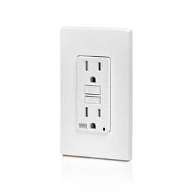 Leviton weatherproof mounting screws enable secure outdoor installation.