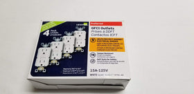Leviton GFTR1-4W self-test GFCI outlet front view showing slim profile for tight spaces