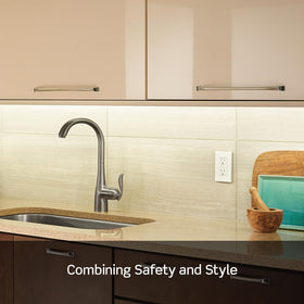 NEC-compliant near water areas like kitchens and baths
