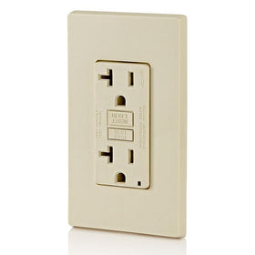 Leviton GFWT2-T light almond faceplate option complements neutral interiors