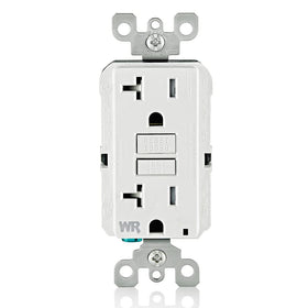 Leviton GFWT2-W front view shows the slim GFCI for easy installation