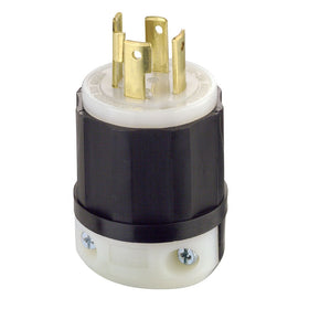 Leviton L16-30P locking plug front view with rugged nylon construction for durability.