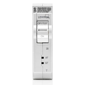 Leviton LB120-DFT side view in white highlighting slim form for panel installs.