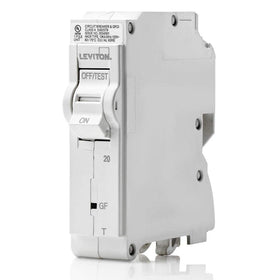 Leviton LB120-GFT 1P front view with fault status LEDs