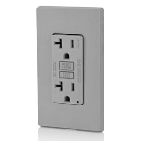 Leviton LED status indicator shows power and protection status at a glance.