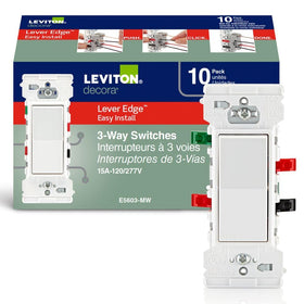 Leviton Lever Edge 3-Way switch showing wire terminals for fast wiring