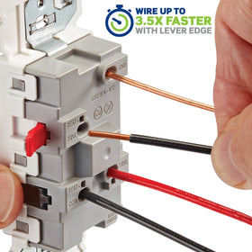 Leviton Lever Edge color-coded levers aid correct wiring during install