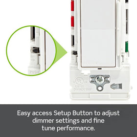 Leviton Lever Edge Dimmer packaging shows two-pack ESL01-2PW for DIY projects