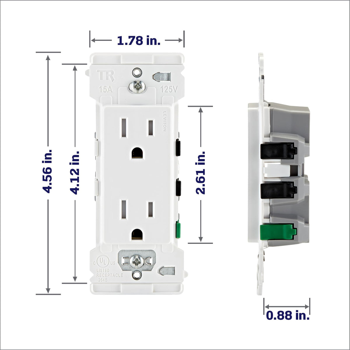 Leviton Lever Edge outlet wallplate compatibility across standard and mid-size plates