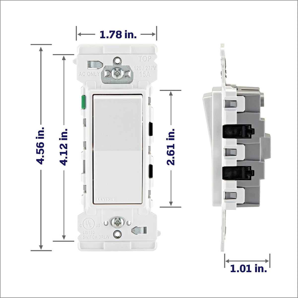 Leviton Lever Edge strap with tongue-and-groove aids multi-gang trim-out.