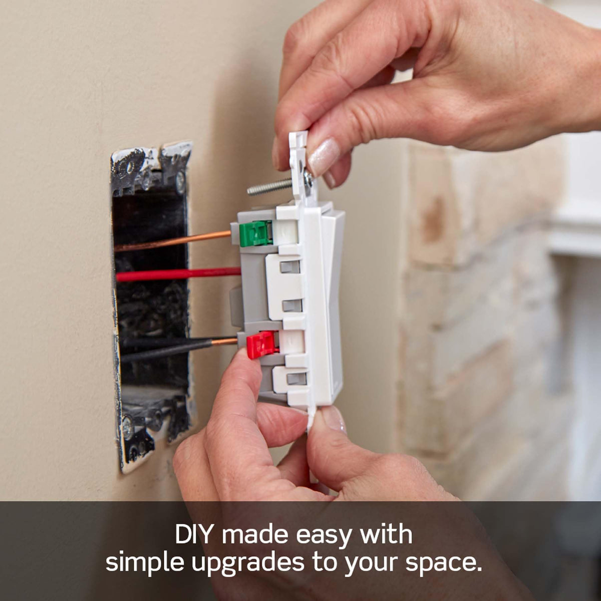Leviton Lever Edge white finish coordinates with Decora wallplates