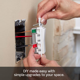 Leviton Lever Edge white finish coordinates with Decora wallplates