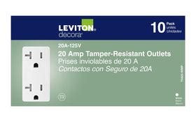 Leviton M02-T5825-Wmp packaging showing 10 outlets ready for installation today.
