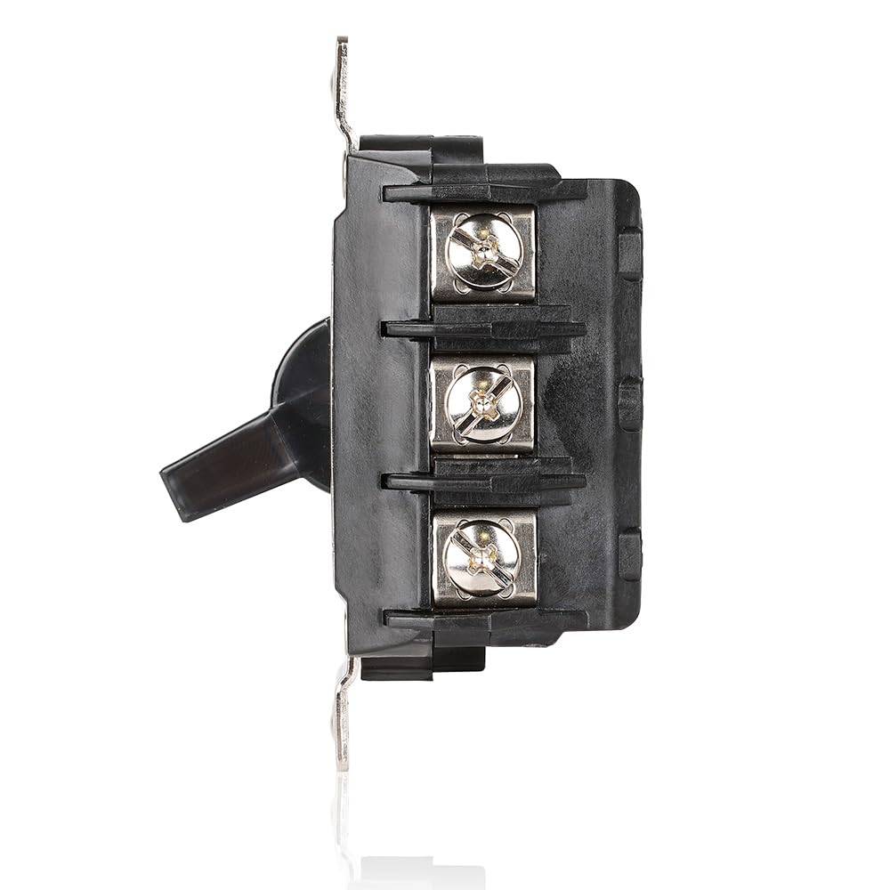 Leviton MS303-DS nickel-plated terminal screws resist corrosion for durable connections.