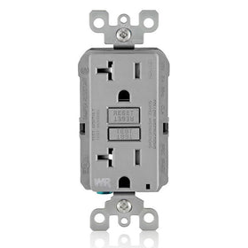 Leviton self-test SmartLockPro slim GFCI gray with reliable ground fault protection.
