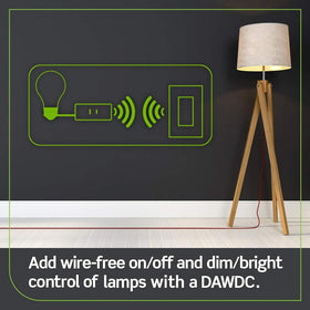 Smart dimmer in use in a living room setting