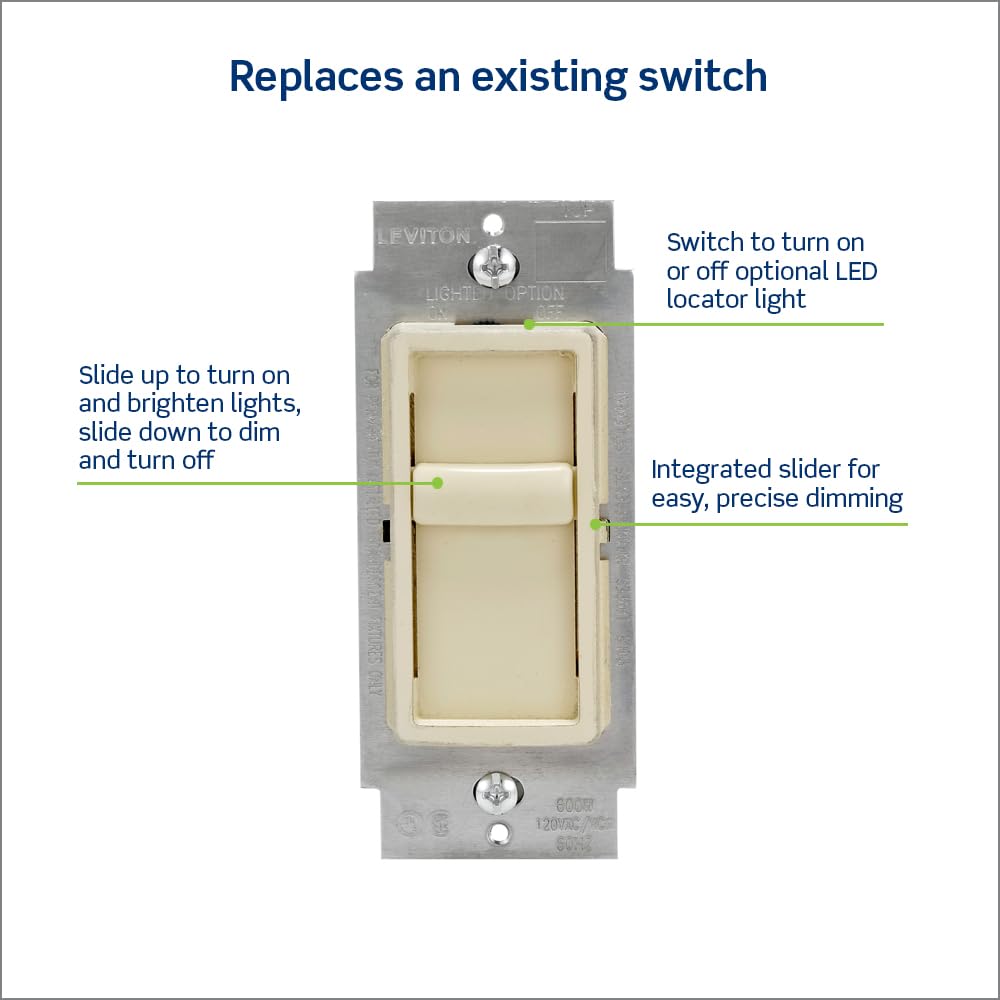 Close-up of slide bar delivering smooth, gradual LED dimming