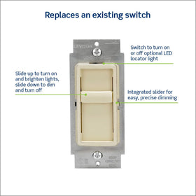 Close-up of slide bar delivering smooth, gradual LED dimming