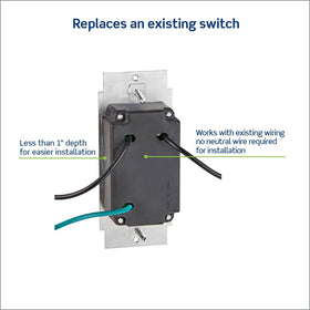 Dimmable switch installed in a standard wallbox for fast upgrades