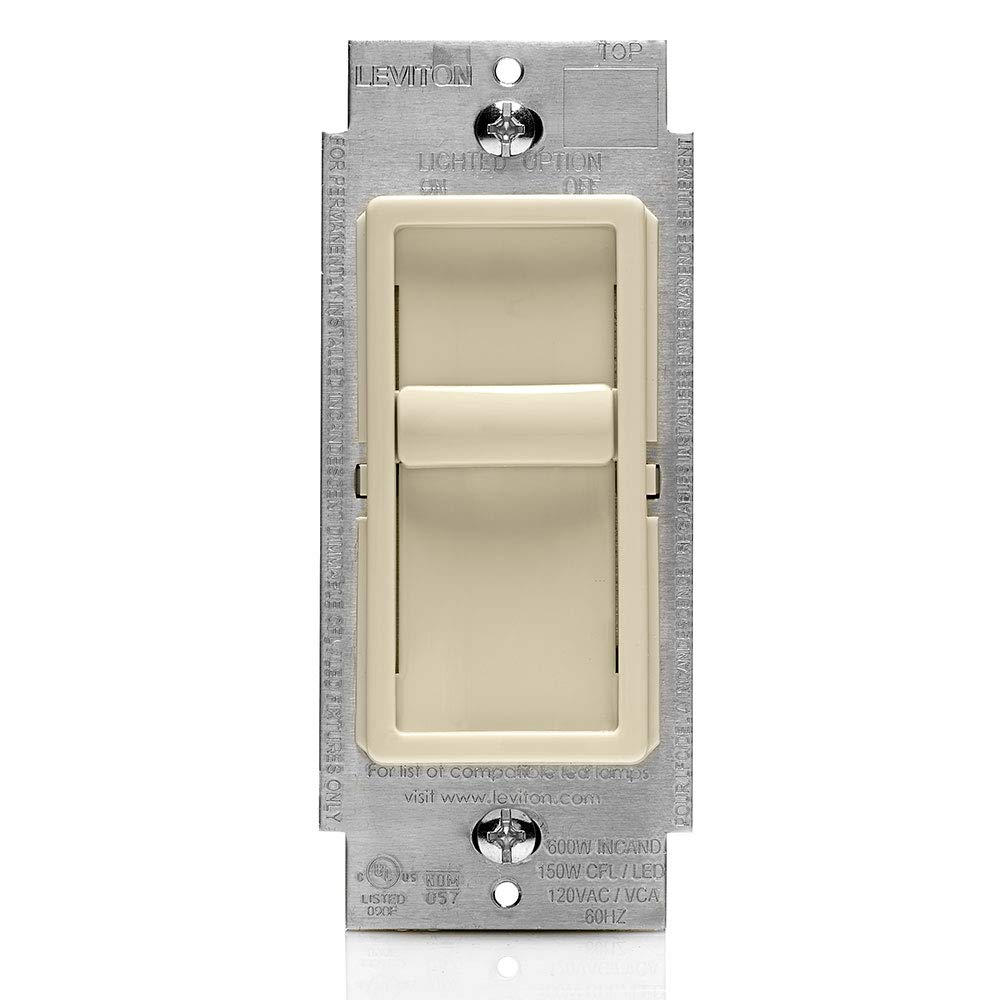Leviton SureSlide dimmer with slide bar for precise brightness in the living room