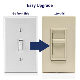 Leviton SureSlide 6672-1LT in light almond finish ready to pair with Decora wallplates