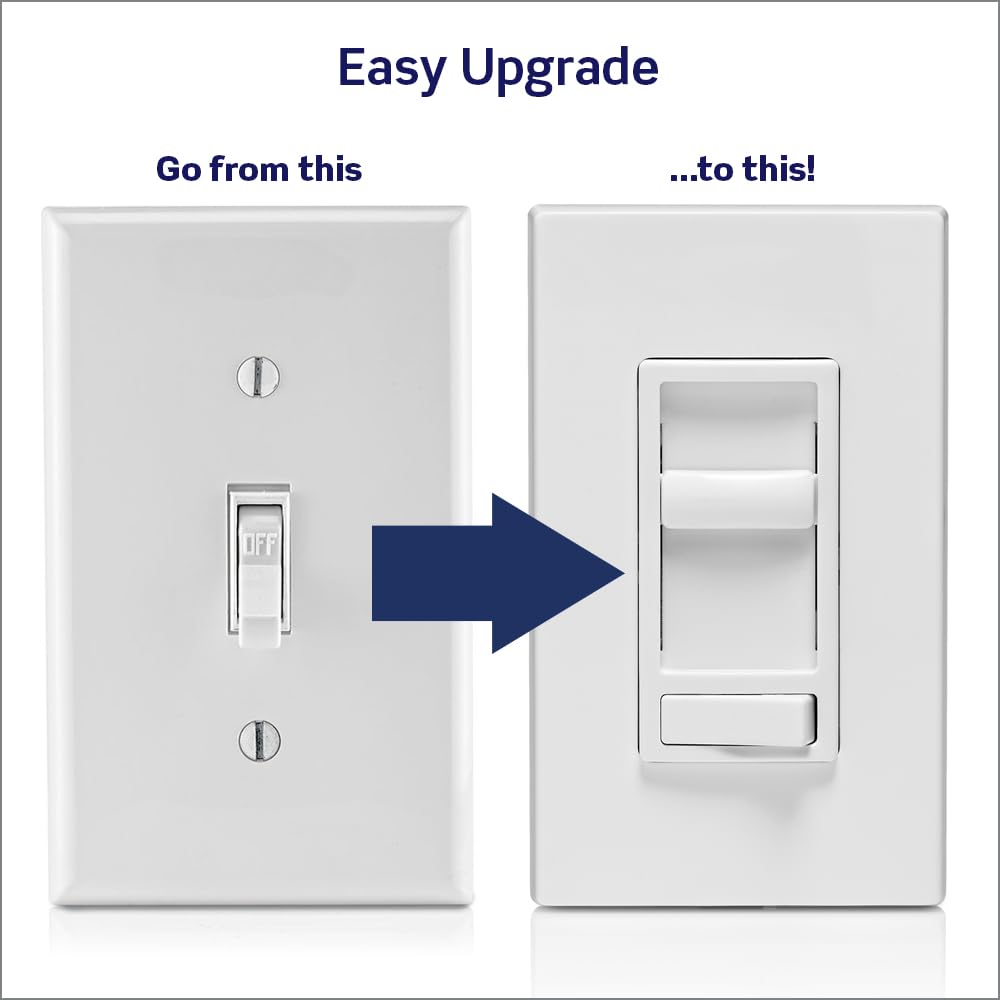 Leviton 6674-P0W in action showing full-range slide dimming with LED