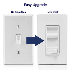 Leviton 6674-P0W in action showing full-range slide dimming with LED