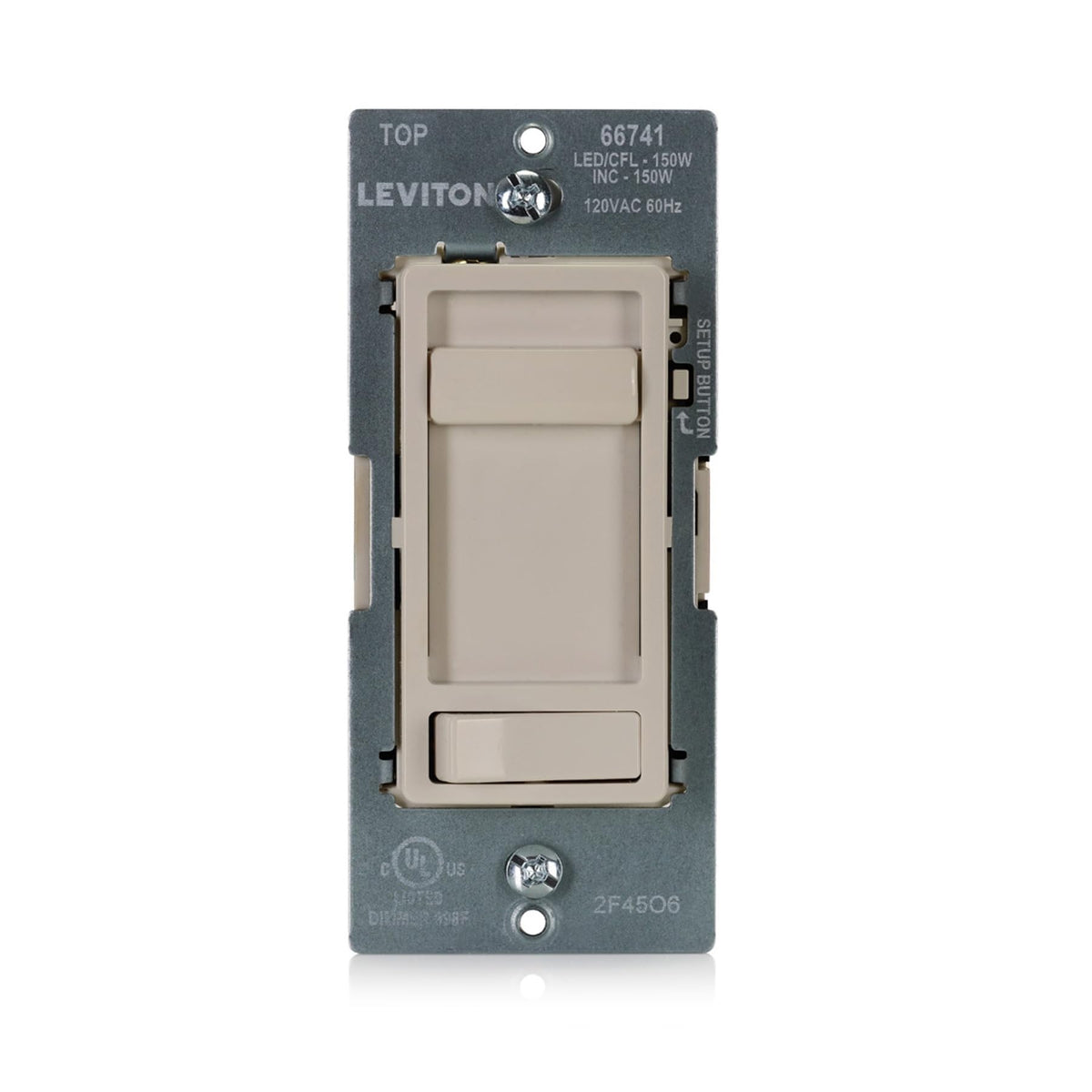 Leviton SureSlide LED dimmer provides flicker-free performance with compatible bulbs.
