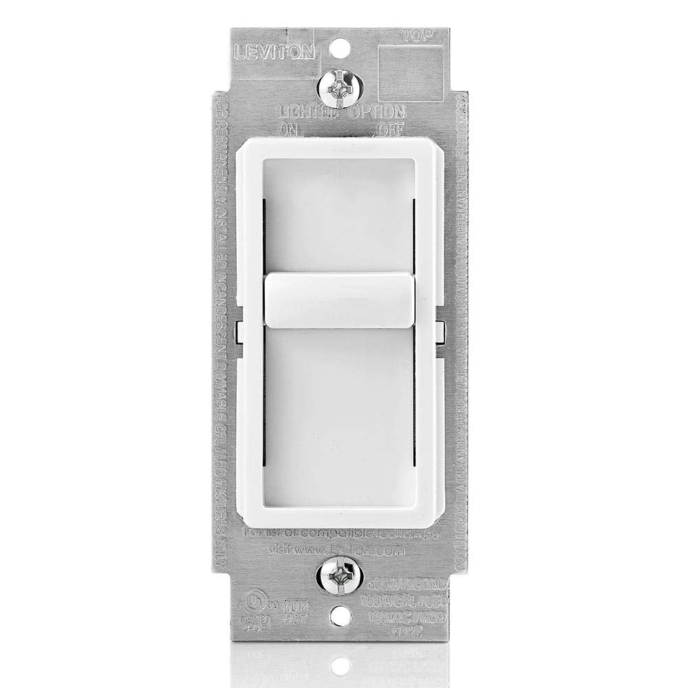 Leviton SureSlide Dimmer white front view for mood-adjusting lighting