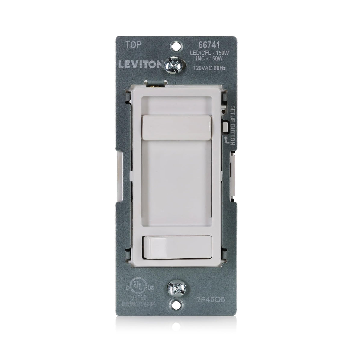 Leviton SureSlide dimmer installed on wall in a modern room