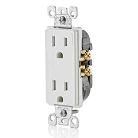 Leviton T5325-WMP tamper-resistant shutter interior reduces access to live contacts.