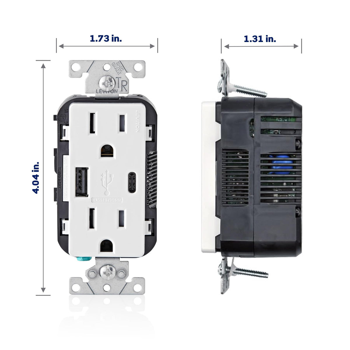 Leviton T5633-B back-wired installation demonstrates secure connections