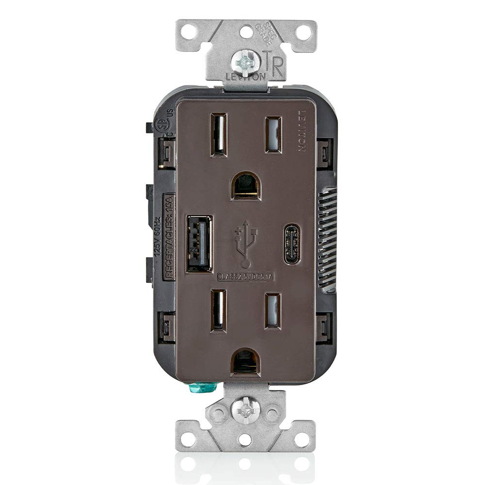 Leviton T5633-B USB in-wall charger with dual ports for everyday devices