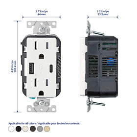 Leviton T5633-T tamper-resistant outlet offers safe power access with a clean wall-mounted look.