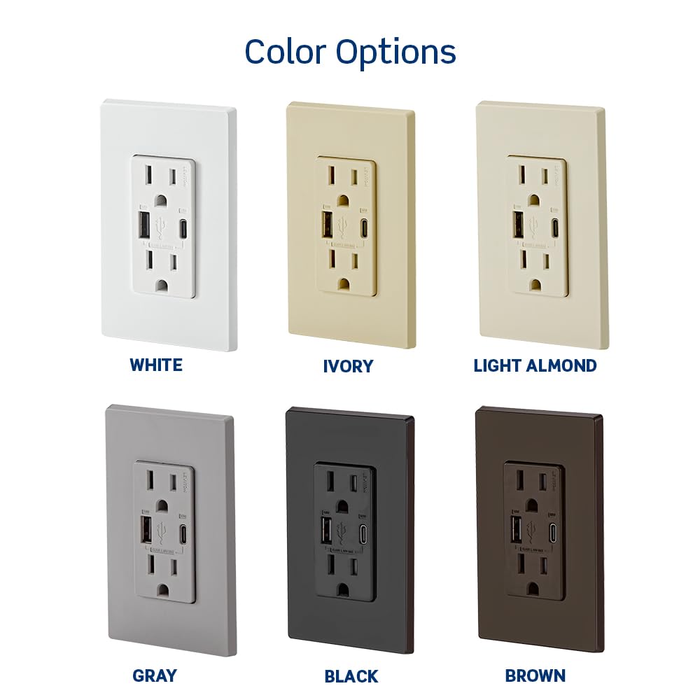 Leviton T5634-W power delivery detects device to optimize charging