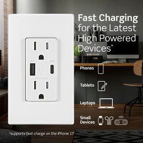 Leviton T5634-W sleek outlet blends with decor while freeing outlets