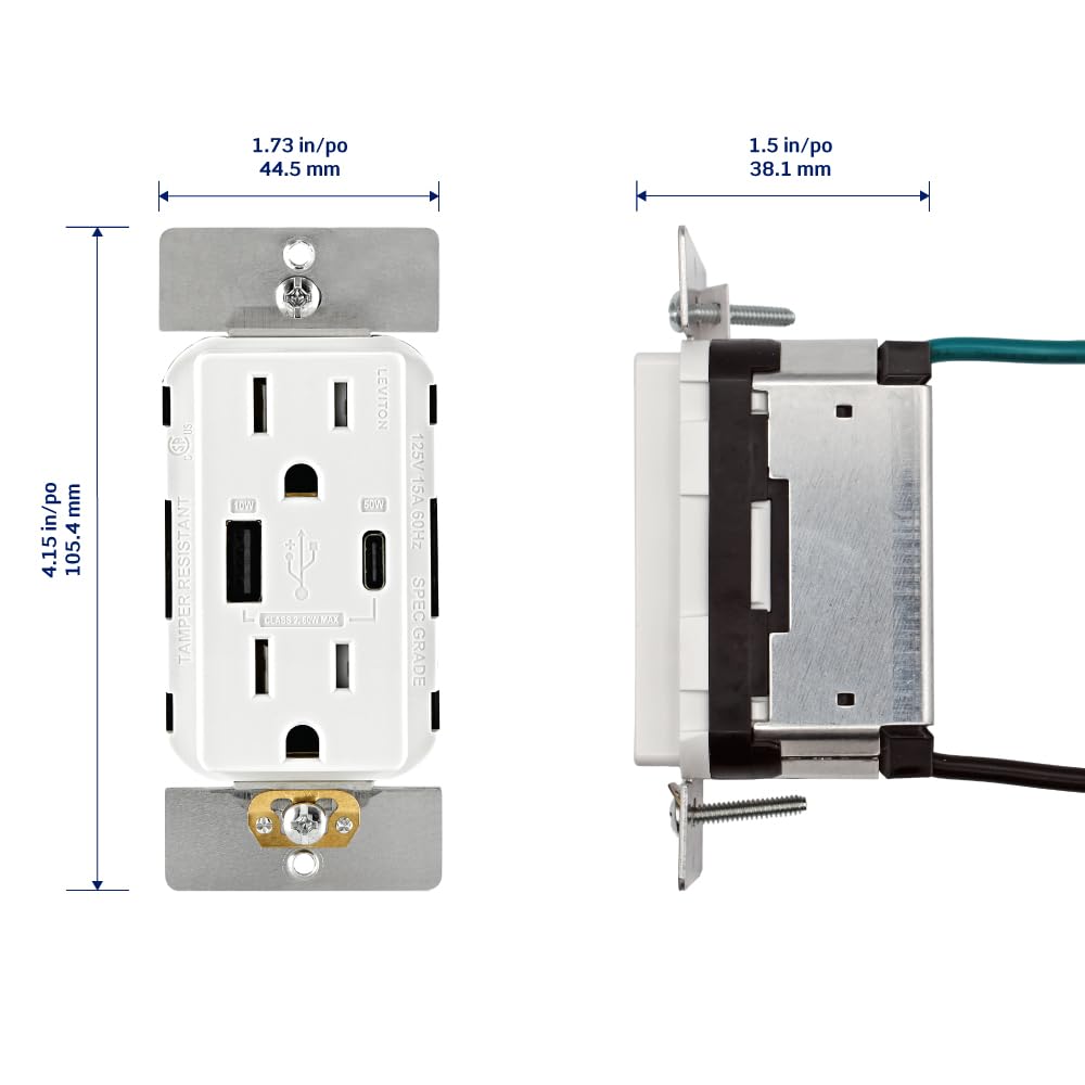 Leviton T5634-W tamper-resistant outlet for child-safe power access